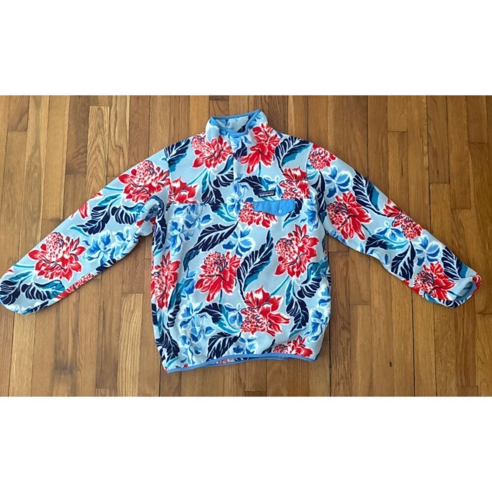 Patagonia Synchilla Snap T Fleece Pullover Women's Floral Manoa Blue Size M